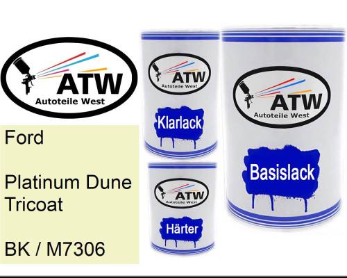 Ford, Platinum Dune Tricoat, BK / M7306: 500ml Lackdose + 500ml Klarlack + 250ml Härter - Set, von ATW Autoteile West.